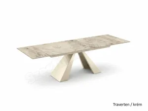 Traverten asztallap / krém láb