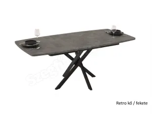 Retro kő asztallap / fekete láb