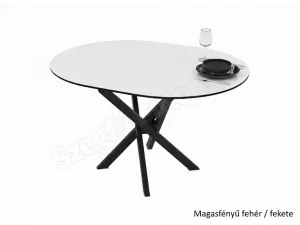 Magasfényű fehér asztallap / fekete láb